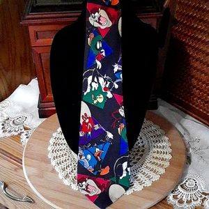 👉*VTG* 1993 LOONEY TUNES HUMOROUS MEN'S TIE ~WARNER BROS -BUGS DAFFY TWEETY ETC